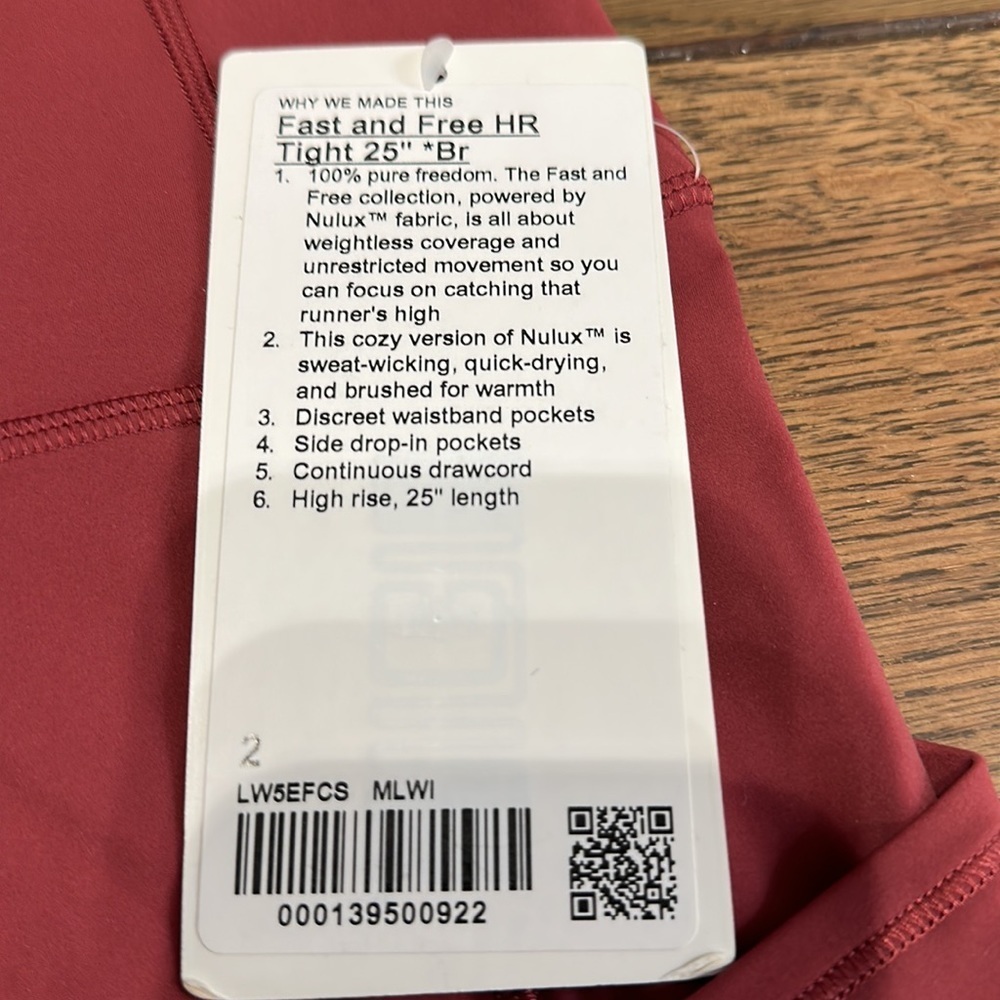 NWT Lululemon Fast And Free Tights High Rise 25" Leggings - Picture 3 of 5